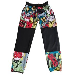 REASON Comic Book Print Jogger Pants Black Multicolor Size M